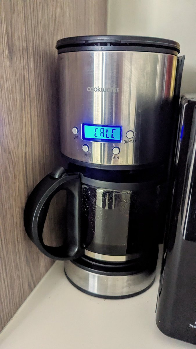 This is how I found my coffee machine today. Either it needs descaling, or it is running a PoC for a denial of caffeine attack.