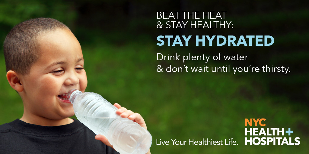 #BeattheHeat and HYDRATE! Bump up your beverage intake – plain water is best – and try to keep ahead of getting too thirsty. It’s also important to be aware that alcoholic and sugary drinks can accelerate the body’s dehydration: on.nyc.gov/3VqwEg2.