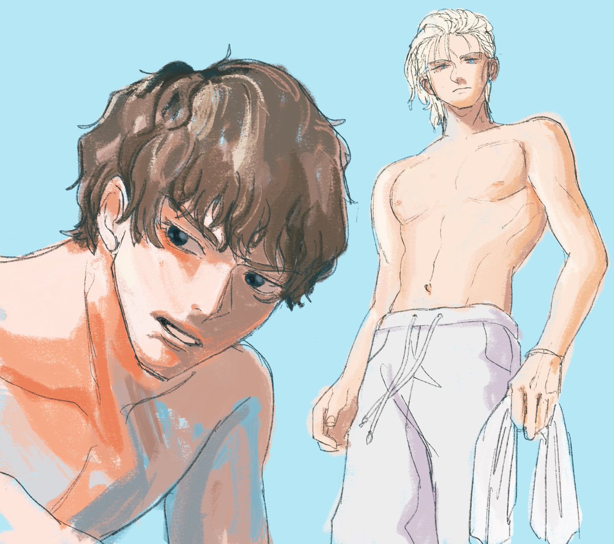 eeee____llll's tweet image. cca後ifｼｬｱﾑ 
2人で海に来ている妄想(ハロ視点)
眠過ぎてwip
※参考画像アリ