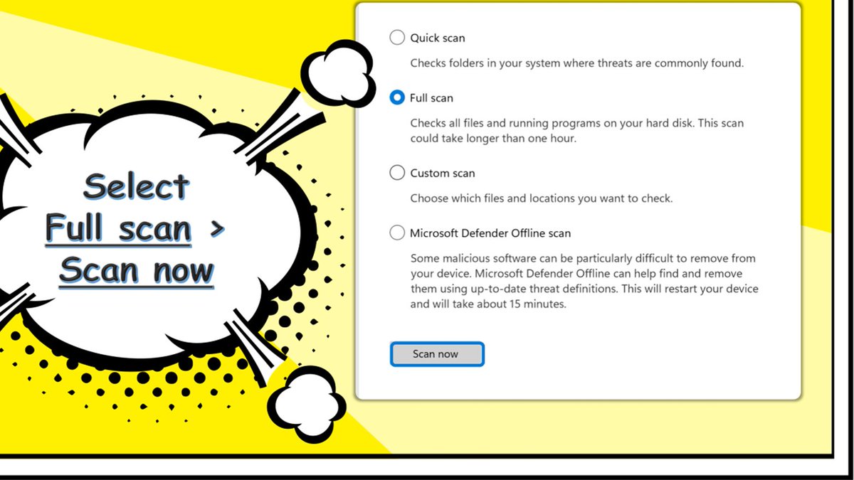 MicrosoftHelps's tweet image. It's clobbering time 💪
If you think your PC might be infected with malware, it's time to run a full scan with Microsoft Defender: msft.it/6011s1QJR