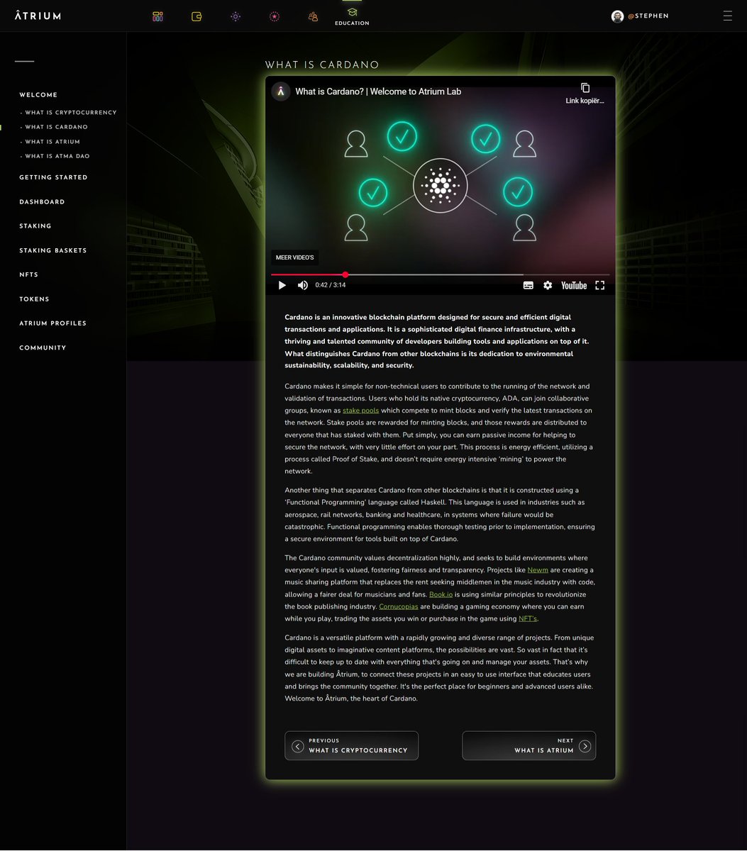 atriumlab's tweet image. Education
Our education portal guides you on your learning journey, from &quot;What is cryptocurrency&quot; to Project Catalyst &amp;amp; governance.

Users of all levels learn something new from our videos &amp;amp; articles, and everything is available for anyone to explore, a wallet is not even needed!