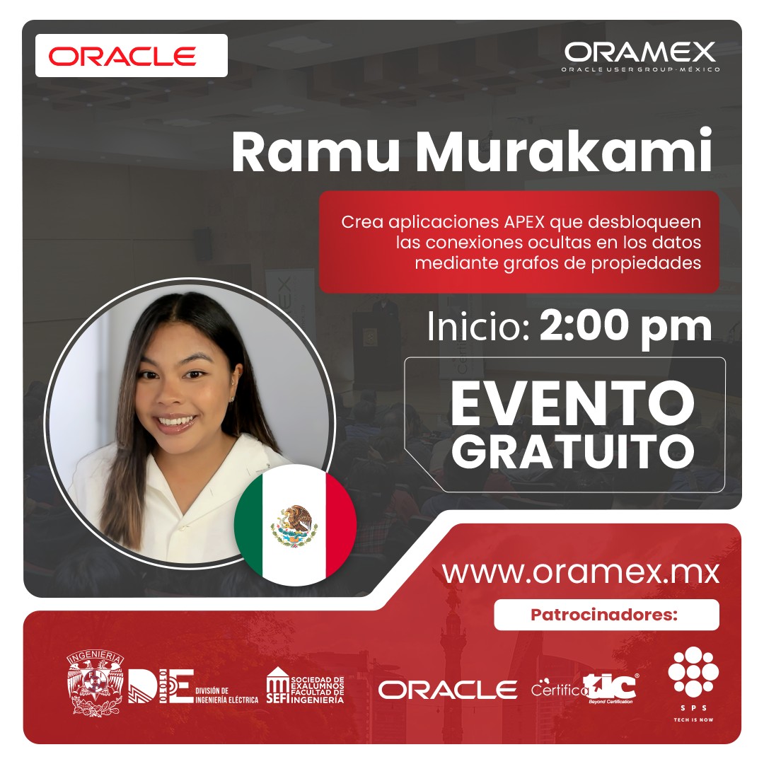 ¿Estas listo para la charla de  𝗥𝗮𝗺𝘂 𝗠𝘂𝗿𝗮𝗸𝗮𝗺𝗶 𝗚𝘂𝘁𝗶𝗲́𝗿𝗿𝗲𝘇?  Senior Product Manager en Oracle.

📷 Evento gratuito · Cupo limitado
📷 𝗥𝗲𝗴𝗶́𝘀𝘁𝗿𝗮𝘁𝗲 𝗵𝗼𝘆 📷 bit.ly/LAOUC2025
#LAOUC2025 #Oramex2025 #OracleAPEX #GraphTechnology #OracleCommunity