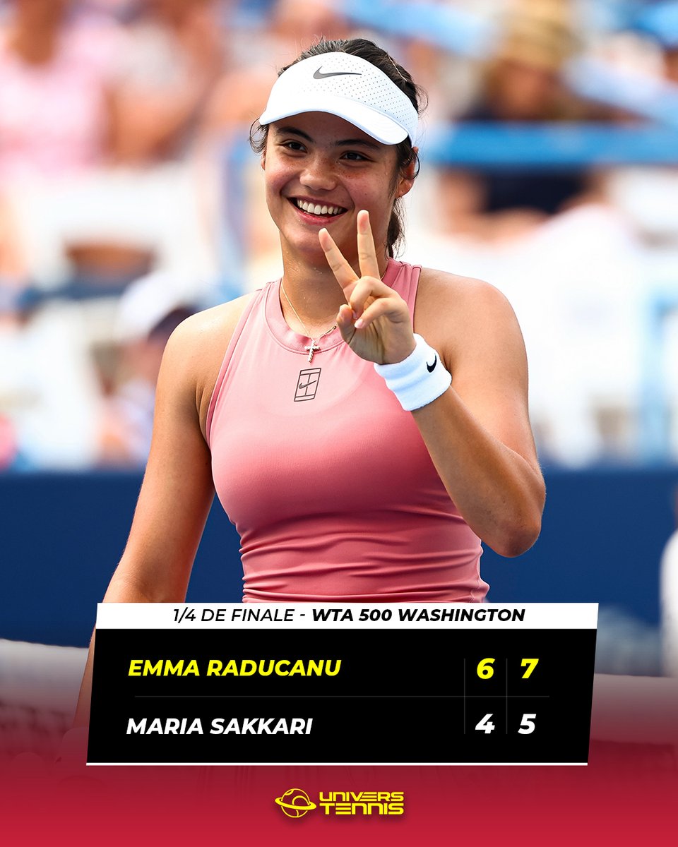 PREMIÈRE DEMI-FINALE DEPUIS UN AN POUR RADUCANU 🤯

Emma Raducanu s'impose en deux sets contre Maria Sakkari et atteint sa quatrième demi-finale en carrière, la première en WTA 500. 🔥🇬🇧

La Britannique tentera d'atteindre sa première finale depuis son titre à l'US Open 2021.