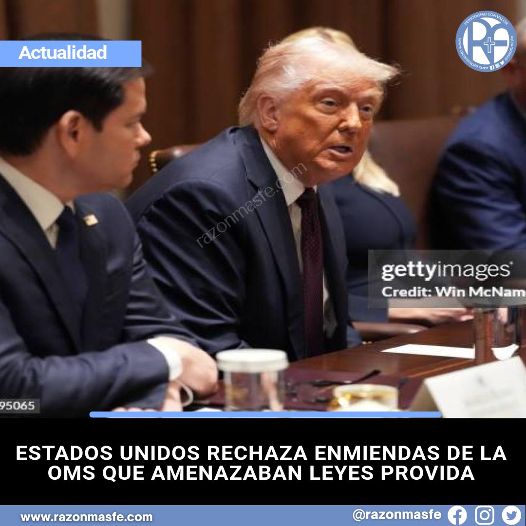 razonmasfe's tweet image. 📰El gobierno de Trump rechazó las enmiendas de la OMS al Reglamento Sanitario Internacional acordadas en junio de 2024, que amenazaban las protecciones legales provida y la soberanía nacional.
➕ info: razonmasfe.com/estados-unidos…
