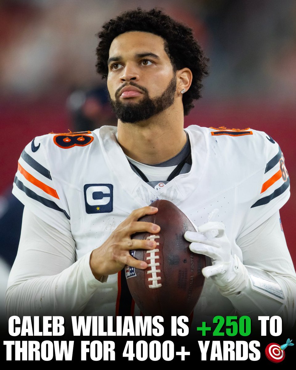 CaesarsSports's tweet image. Will Caleb Williams become the first QB in Bears' franchise history to throw for OVER 4,000 yards? 🐻
21+ to gamble. Gambling Problem? Call 1-800-GAMBLER