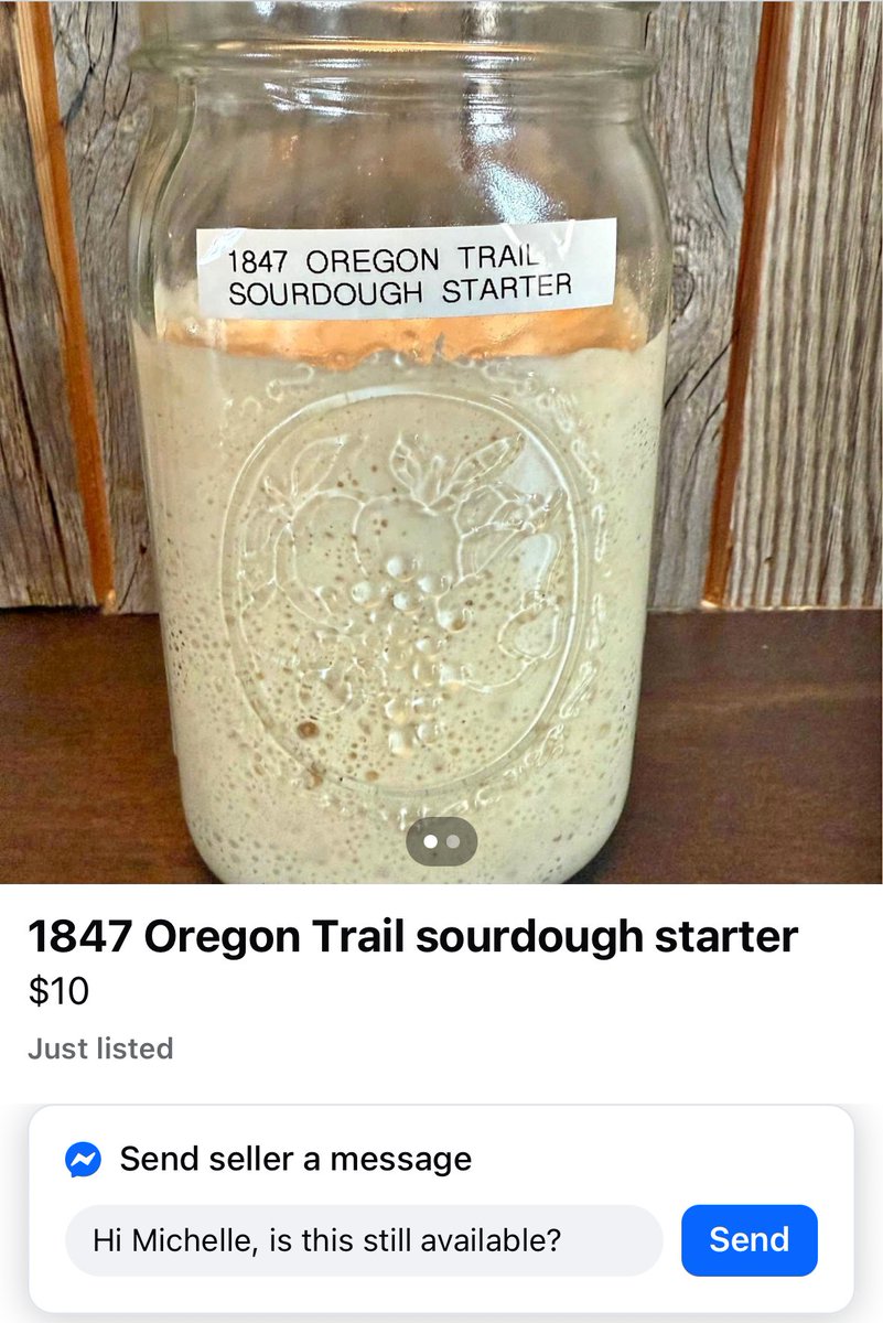 Someone kept this alive through dysentery, a Great Depression, 2 World Wars and Y2K. Meanwhile, my wife is on her 1,231 starter. #starter #sourdough #sourdoughbread