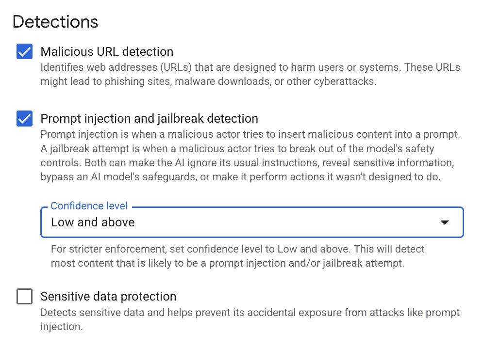rez0__'s tweet image. In GCP, you can turn on detections in Model Armor. Kinda neat.