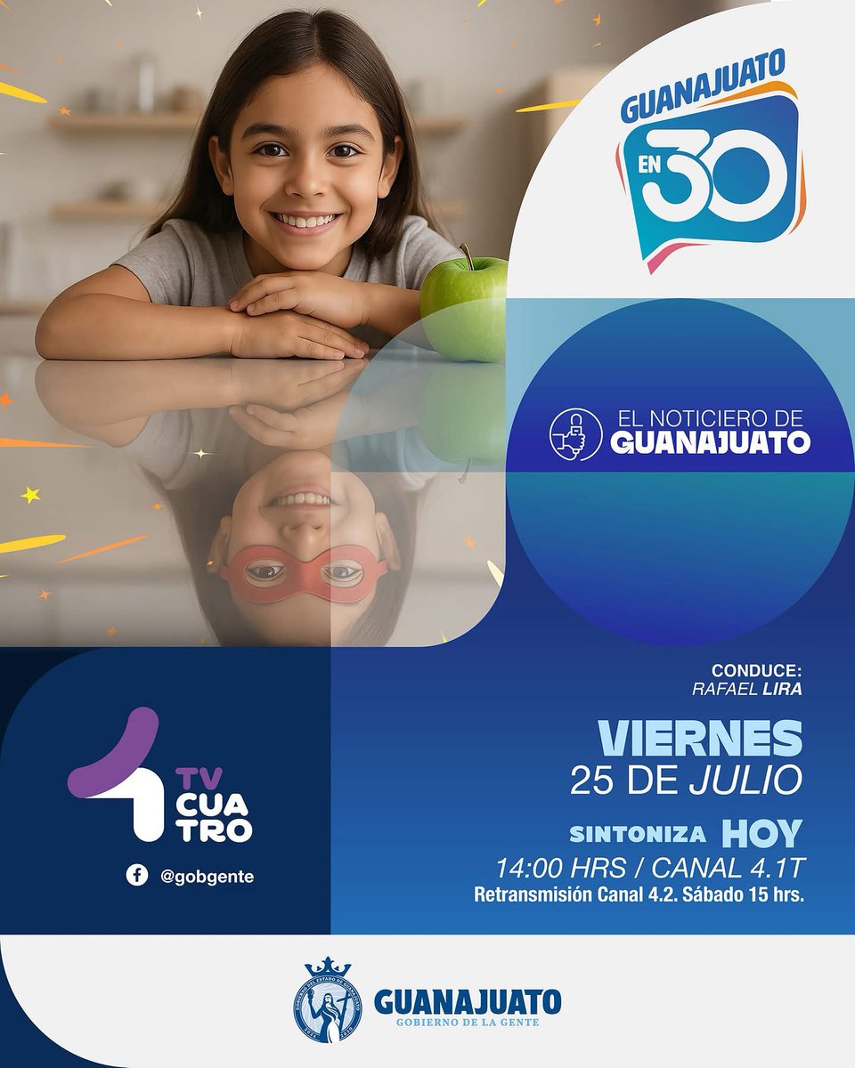 gobgente's tweet image. ¡Hoy en Guanajuato en 30 te contamos todo sobre la Súper Liga de la Salud! 🏃♀️🥦
Una estrategia que promueve hábitos saludables en niñas y niños de primaria, sumando a maestras, maestros y familias para fortalecer su salud.
Conduce @Rafael_Lira_1
📺 TV4 canal 4.1 | 🌐 Facebook