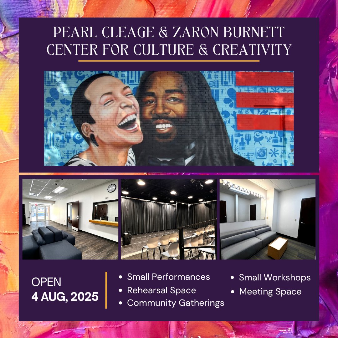 The Pearl Cleage &amp; Zaron Burnett Center for Culture and Creativity.
📍 1742 Pryor Road SW, Atlanta, GA 30315
📅 Open to the public beginning Monday, August 4, 2025
🕘 Hours: Monday–Friday | 9 AM – 5 PM

➡️ Submit your booking request at: ocaatlanta.com/pearl-cleage-a….