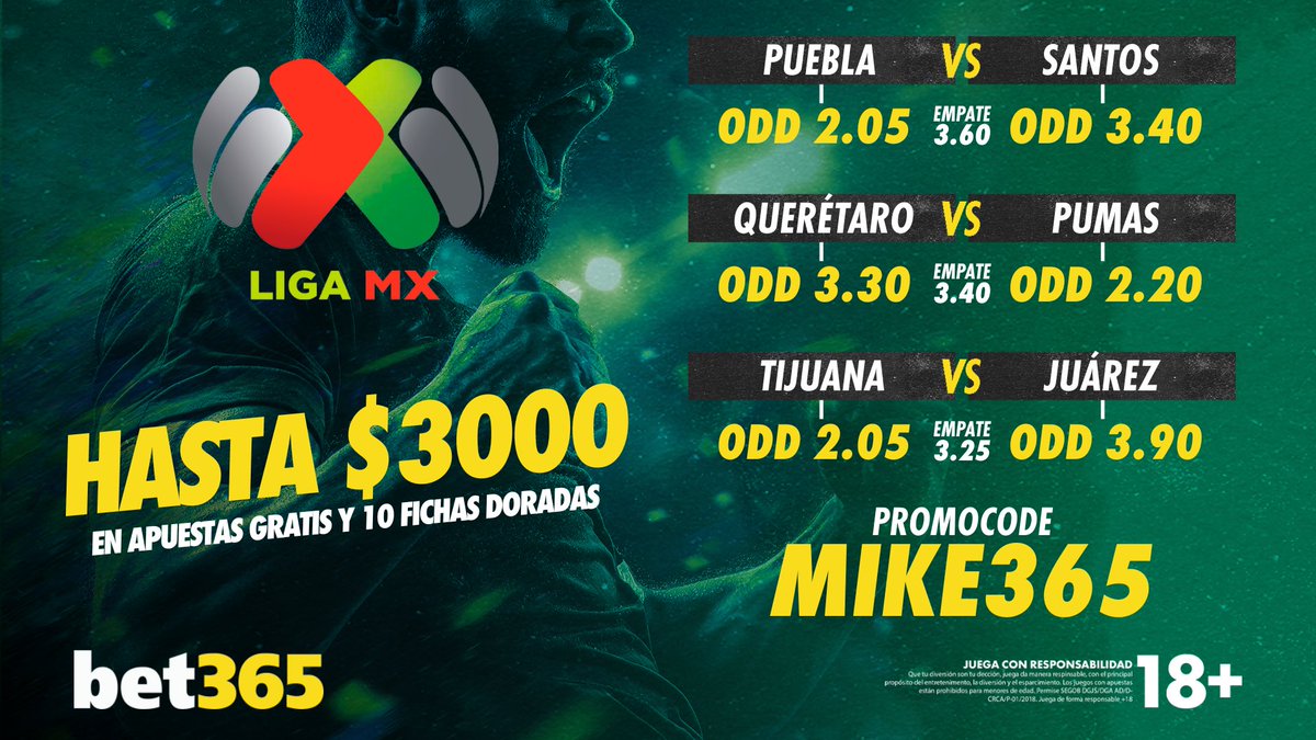 mikemaquinadel's tweet image. Regresa la liga mx con @bet365mx
OFERTA ESPECIAL
Apuesta $400 y recibe $200 en apuestas GRATIS!
Solo por jugar en la Jornada 3 del Torneo Apertura MX
REGRISTATE AQUÍ:
👉🏻bit.ly/4aoIG0C
CÓDIGO: MIKE365
Apuesta sólo si eres mayor de edad 🔞
Juega con responsabilidad!