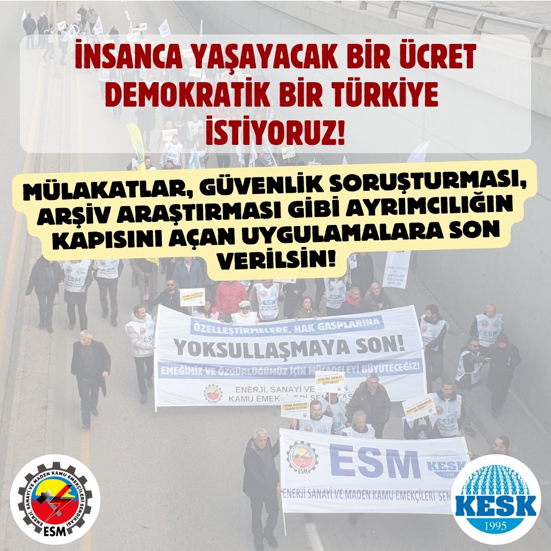 ESM_GM's tweet image. 7 Toplu Sözleşmede Sefalette Anlaştılar!
#ArtıkYeterGeçinemiyoruz!
Demokratik, Adil Bir Çalışma Yaşamı İçin:
•İşe almada ve görevde yükselmede-unvan değişikliğinde mülakatın kaldırılarak kariyer ve liyakatin esas alınmasını,
•Mülakat değil; liyakat!
•İstanbul…