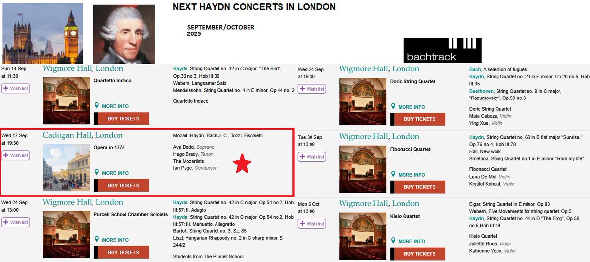 MozartCircleCN's tweet image. #NewConcertMc
September/October 2025
6 Concerts: 14 September to 6 October!
Discover next concerts with #Haydn works in #London!
#Londoners #music #media
@WigmoreHall @cadoganhall @ThisIsLondonmag
@IanPageMozart @TheMozartists @ClassicFM
@kleioquartet @doric_quartet
@bachtrack