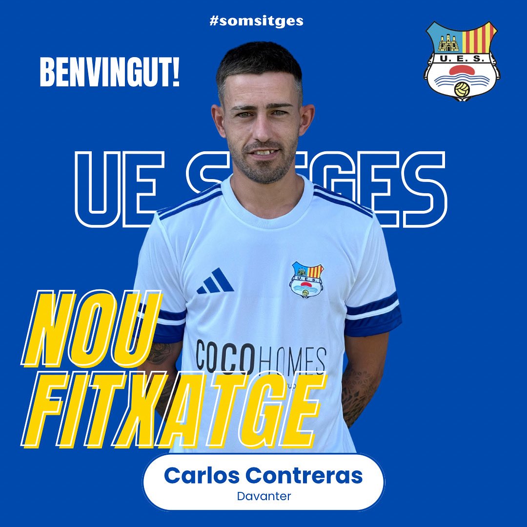 ⚪️🔵 𝐍𝐨𝐮 𝐅𝐢𝐱𝐚𝐭𝐠𝐞 ⚪️🔵

Carlos Contreras torna a casa!
Després de passar per clubs com el Vilanova i el Reus, i amb experiència a la Kings League, torna per aportar qualitat, caràcter i gols.

Benvingut, Carlos!🔥

#somsitges