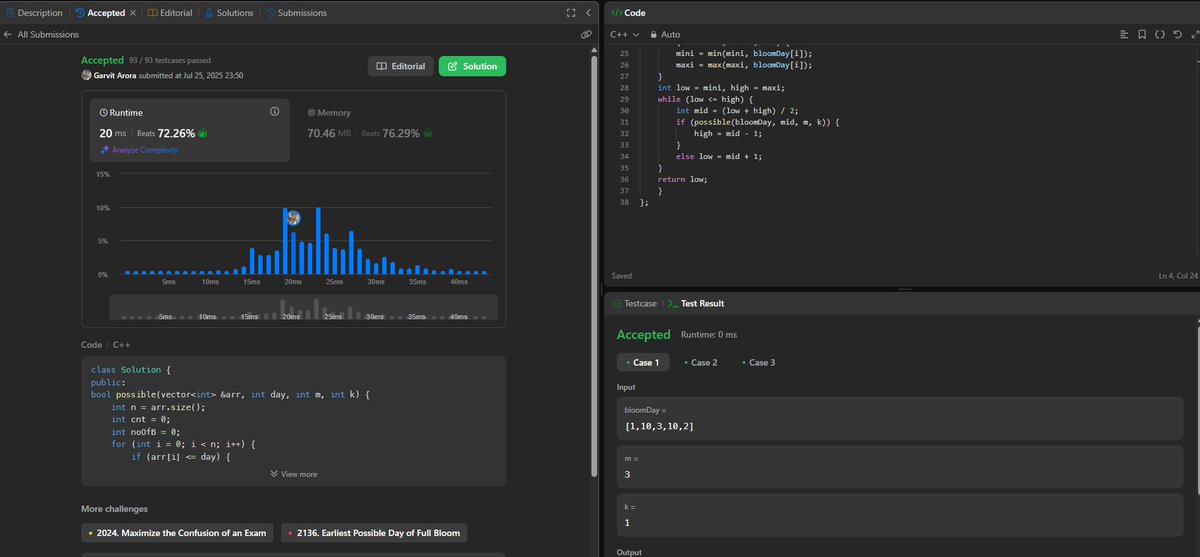 Q - Minimum Number of Days to make m bouquets

Day - 20/100