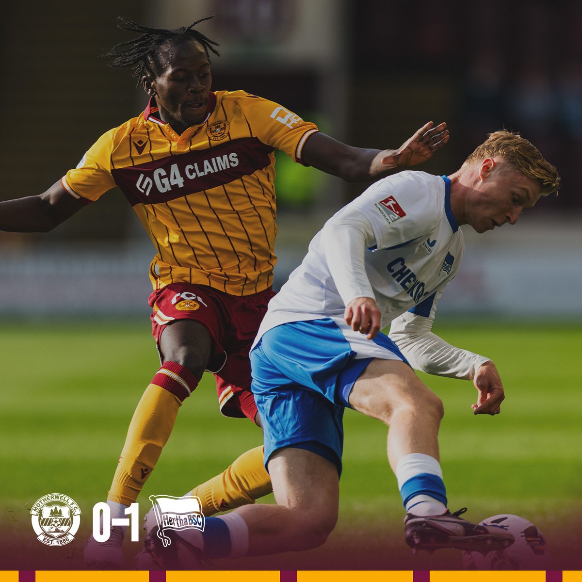 MotherwellFC's tweet image. Approaching 25 minutes played.
• Hertha BSC take the lead from the spot after Ward fouled in the area
• Fadinger with an important block to prevent a second
• Very limited chances for both sides
25' // 0-1.