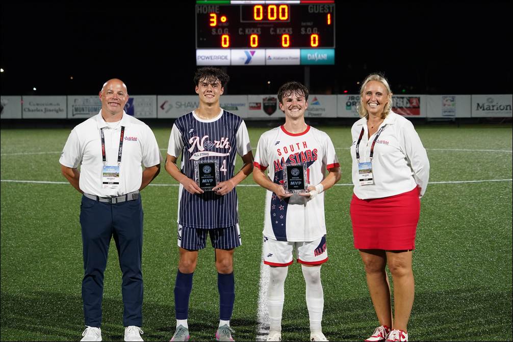 Kyle Parmley 🥎 (@kyleparmley) on Twitter photo The AHSAA North-South All-Star soccer matches took place Thursday. In the girls game, <a href="/SPgirlssoccer1/">Spain Park Girls Soccer</a>'s Reese Oldfield scored twice and earned MVP honors for her team. <a href="/HWDgirlssoccer/">HWDGirlsSoccer</a>'s Meagan Tucker notched a goal in the game as well.
<a href="/ChelseaHSSoccer/">Chelsea HS Boys Soccer</a>'s Luke Miller won MVP The AHSAA North-South All-Star soccer matches took place Thursday. In the girls game, <a href="/SPgirlssoccer1/">Spain Park Girls Soccer</a>'s Reese Oldfield scored twice and earned MVP honors for her team. <a href="/HWDgirlssoccer/">HWDGirlsSoccer</a>'s Meagan Tucker notched a goal in the game as well.
<a href="/ChelseaHSSoccer/">Chelsea HS Boys Soccer</a>'s Luke Miller won MVP