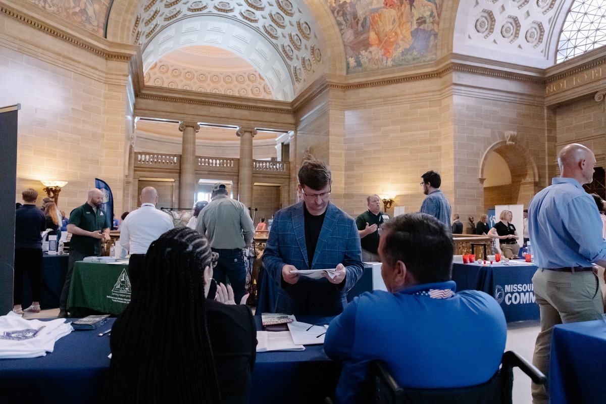 MoPublicSafety's tweet image. Our @MoPublicSafety divisions enjoyed the opportunity to meet with some great folks and collect resumes at the Hire A Veteran job fair today! Thanks to our DPS team members who were staffing, including Thomas Pickle, Jr.,
Diane Petty, Esperansa Matos and Jason Buschjost!
