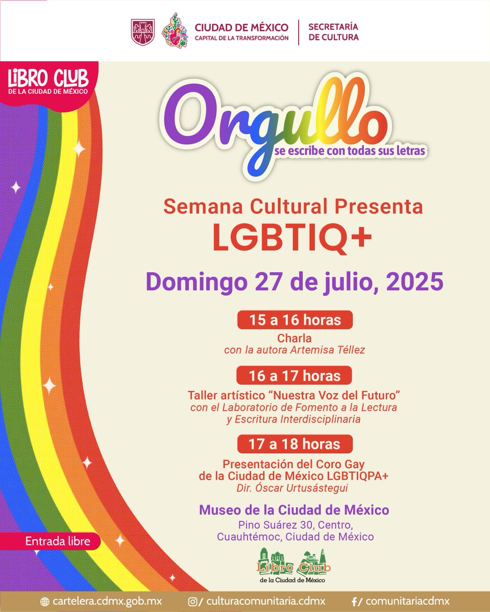 Este domingo también estaremos en el Museo de la Ciudad de México !!!
Museo de la Ciudad de México
17:00 hrs.
Pino Suárez 30
Centro Histórico
Ciudad de México
Entrada Libre