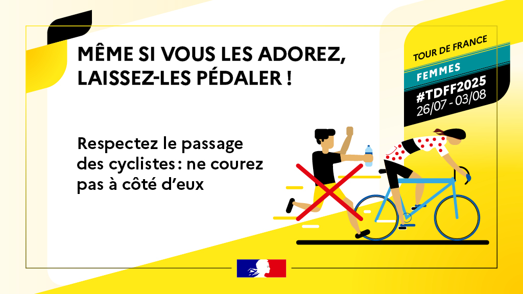 Prefet49's tweet image. ⚠️🚴 #TDFF2025 | Conseils avant le passage du #tourdefrancefemmes en Maine-et-Loire
✅Restez sur les côtés,loin des zones à risque
✅Ne courez pas près des coureuses
✅Enfants surveillés, animaux en laisse
✅Attention aux véhicules après la caravane
✅Ne jetez rien sur la route