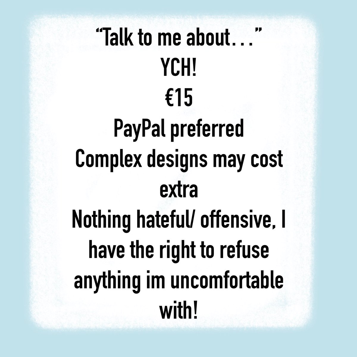 minadoodles's tweet image. New YCH alert!
Talk to me aboutโฆ..
๐ฌ
Comment or dm if interested, shares super appreciated &lt;3