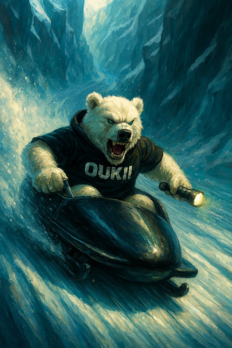 DanMcMan77's tweet image. No track. No brakes. No daylight. Just ice, shadows, and a flashlight slicing the dark ahead.
They call it suicide sledding.
OUKII calls it Sunday.
Through sheer-walled death chutes and avalanche whispers, he rockets like a missile carved from frostbite and fury, teeth bared,…