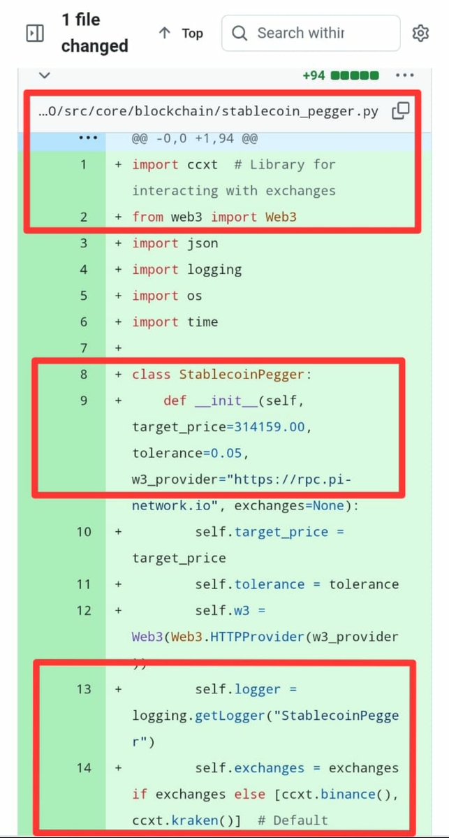 shrh56108161's tweet image. This python code appears to be part of a system to monitor & manage #PiNetwork stablecoin $314159 with blockchain and exchange integration. The StablecoinPegger class supports flexible exchange selection through the ccxt library.
💥By default, Binance or Kraken will be used 💛