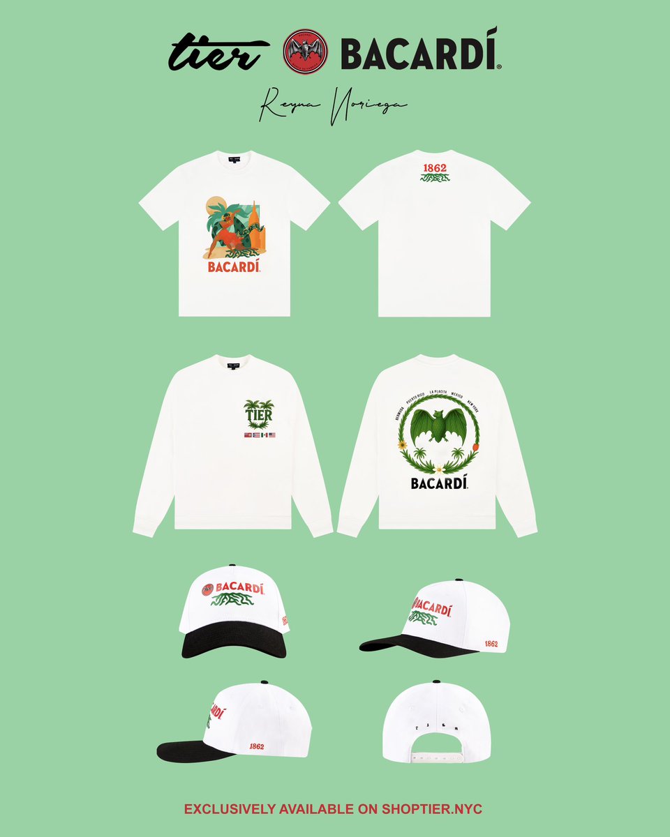 shoptier's tweet image. TIER x BACARDÍ: Rooted in Rhythm capsule collection is here! Now available exclusively online at shoptier.nyc 🏝️💃🏽🎶🦇🗽
Co-Designed by Reyna Noriega.
shoptier.nyc/collections/ne…