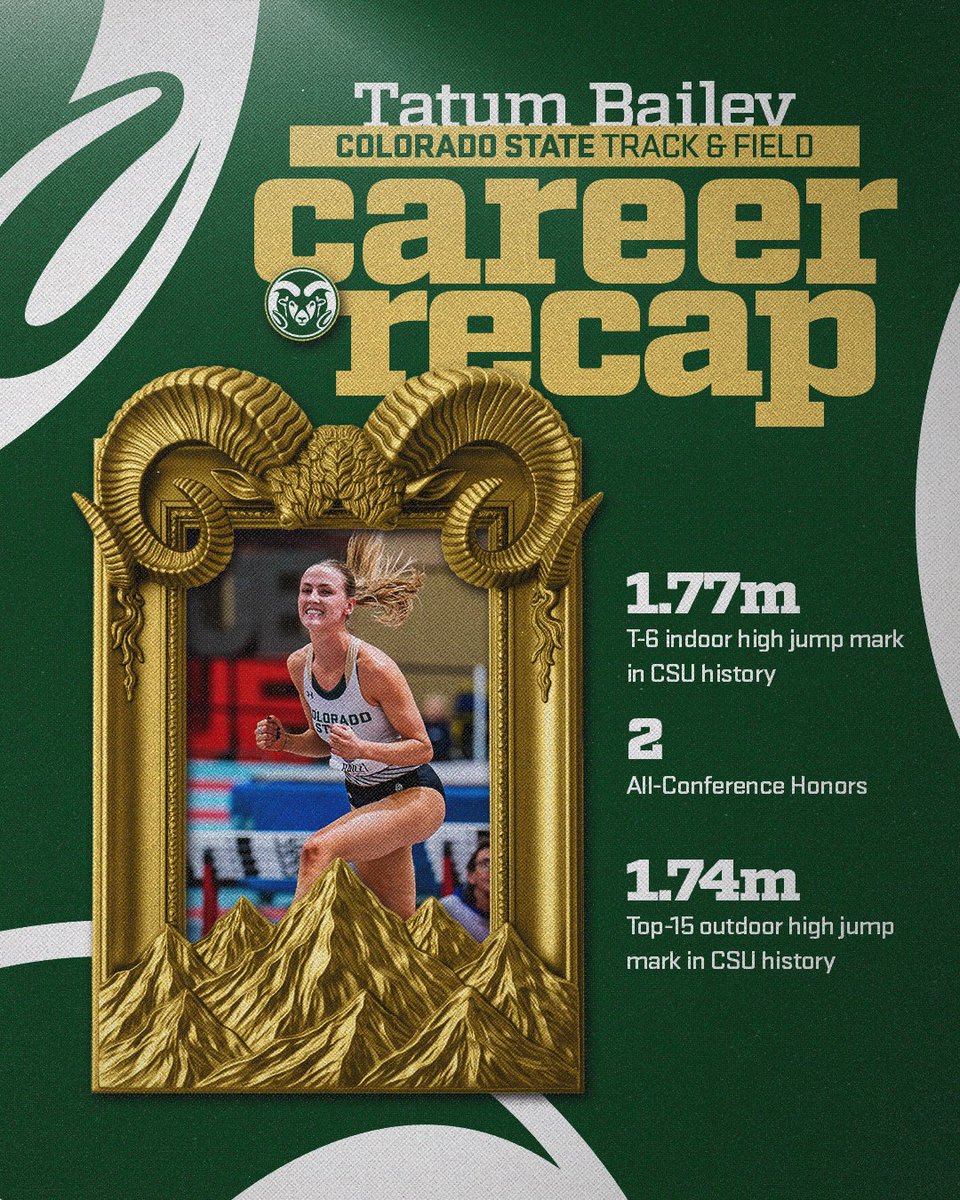 CSUTrackFieldXC's tweet image. Tatum Bailey's Career Recap 🐏
Three great seasons as a Ram for Tatum 👏
#Relentless x #CSURams
