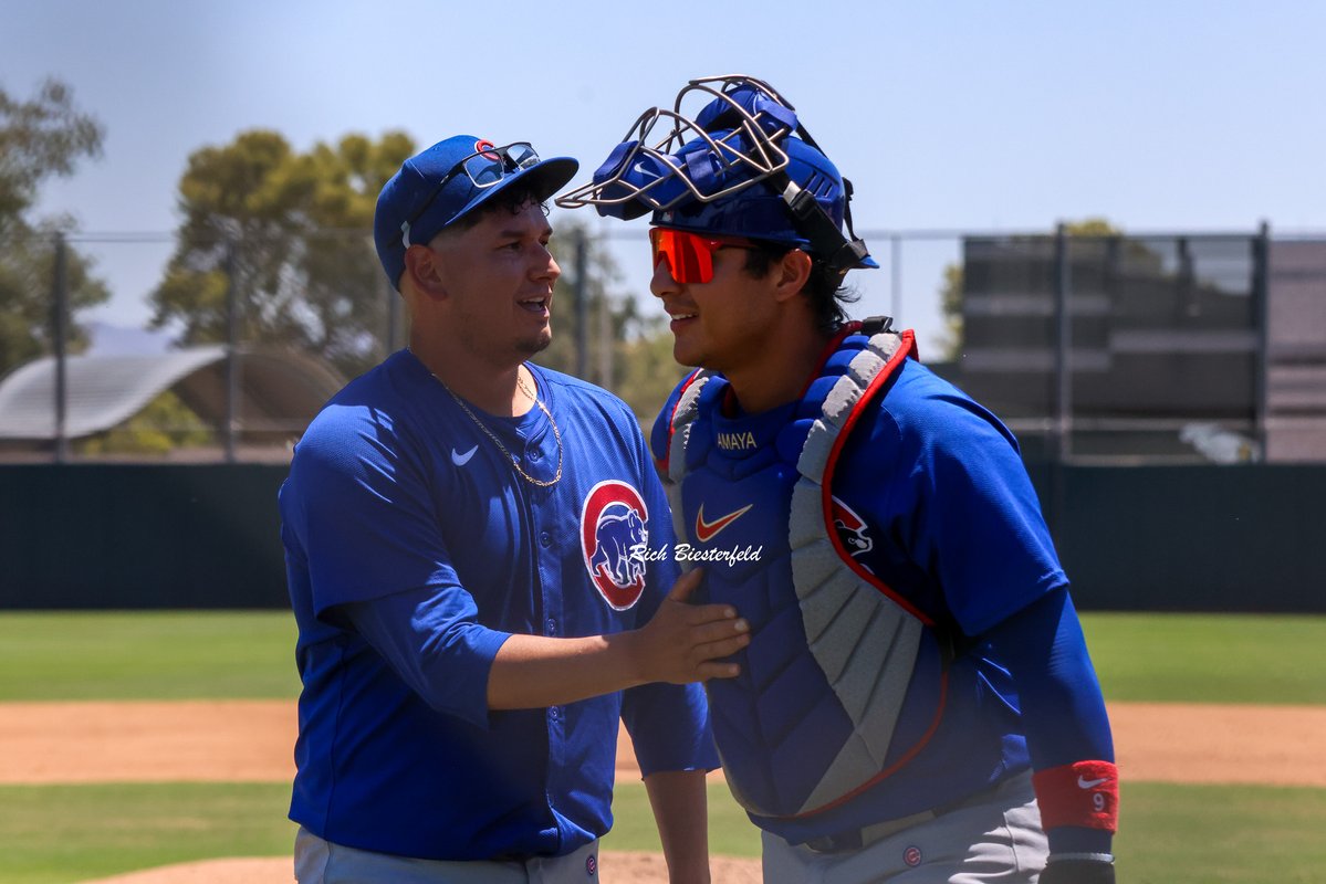 biest22's tweet image. Reunited and it feels so good! The Arizona Complex League Cubs boasted a major league battery for the first 3 innings of the last game of their season. @javierassad1 and @mamaya_9 were both rehabbing from injury and then leaving after their day was complete. #Cubs #ACL2025