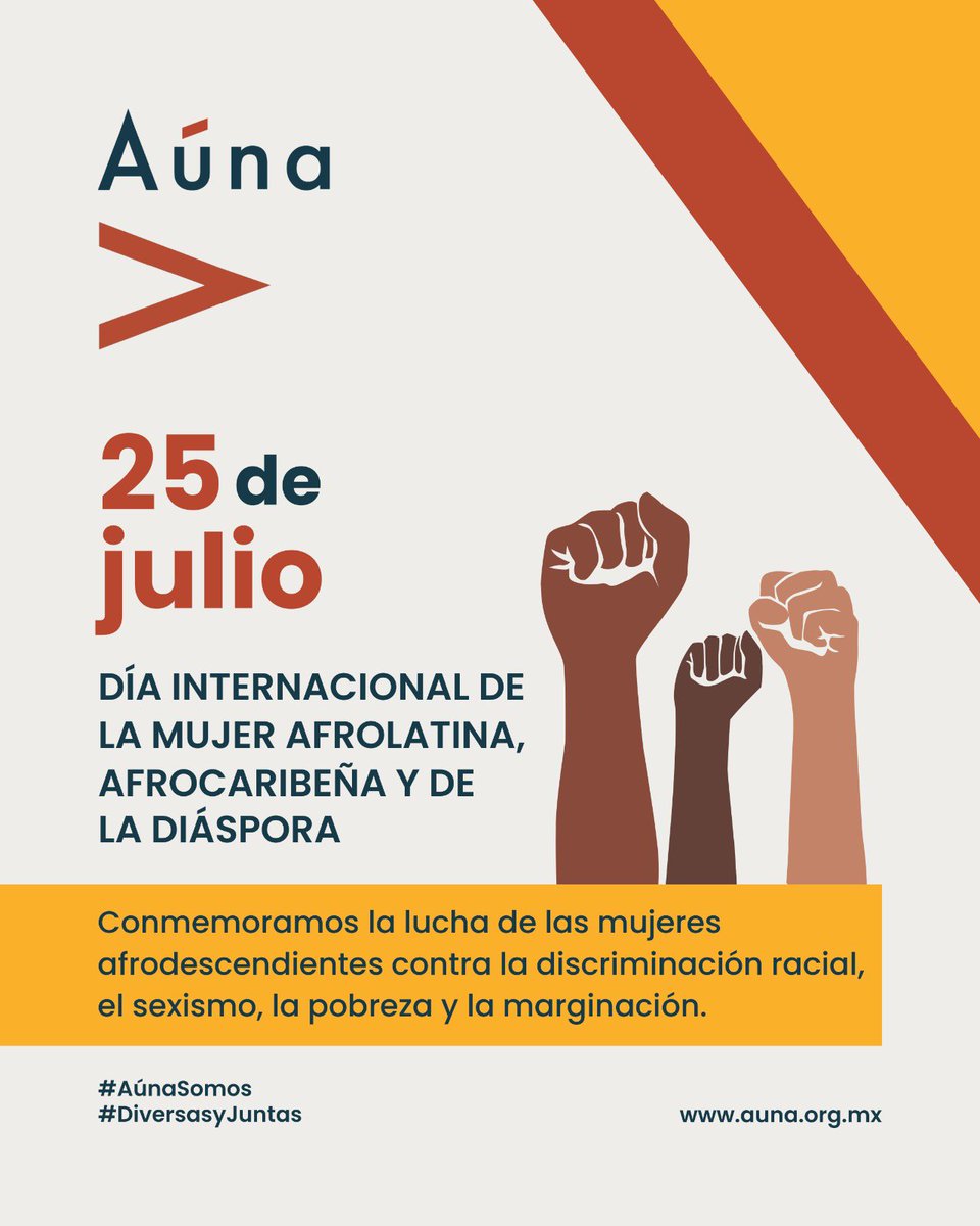 💜💪🏿Hoy honramos la fuerza de las mujeres afrodescendientes.

Su historia es resistencia, herencia viva de lucha y liderazgo por la igualdad y la justicia.

¡Que nunca falte su voz!#DiversasYJuntas