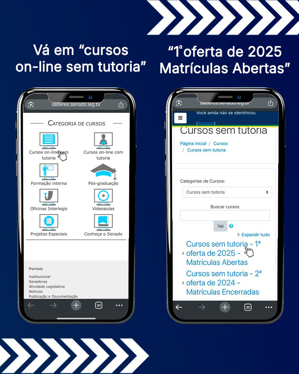 SenadoFederal's tweet image. 📚💻 O Senado oferece diversos cursos gratuitamente. Cadastre-se na plataforma Saberes e confira os cursos disponíveis: saberes.senado.leg.br.

📢 E não deixe de compartilhar essa mensagem com familiares e amigos! 📢