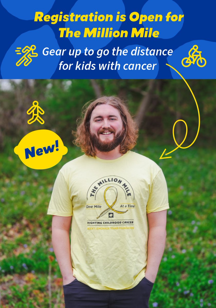 AlexsLemonade's tweet image. Get ready to go the distance for kids when you sport this limited edition 2025 Million Mile t-shirt! 🚶🏃♂️🚴
The Million Mile is a month-long challenge where thousands of people Walk, Run and Cycle during the month of September to show their support for kids with cancer while…