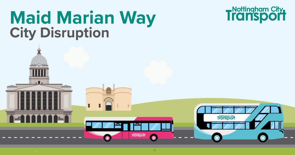 NCT_Buses's tweet image. Evening diversions for Maid Marian Way junction resurfacing works for next week (28-31 July) have been announced.
Pink, Orange and Turquoise Lines, plus NightBus N4 are affected.
Info: nctx.co.uk/maid-marian-wa…