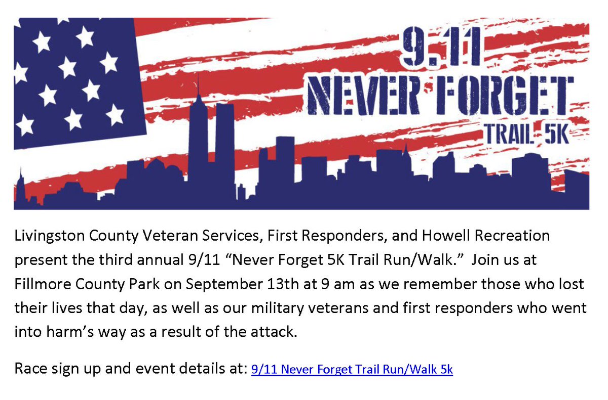 Race signup and event details at: 9/11 runsignup.com/Race/MI/Bright…