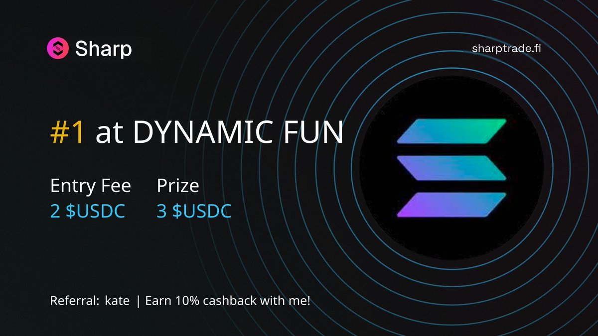 Kat3_07's tweet image. I just took #1 place in "DYNAMIC FUN" party and earned 3 $USDC!
Join Sharp Trade parties: app.sharptrade.fi/predict/SOL-SO…
@SharpTradeFi