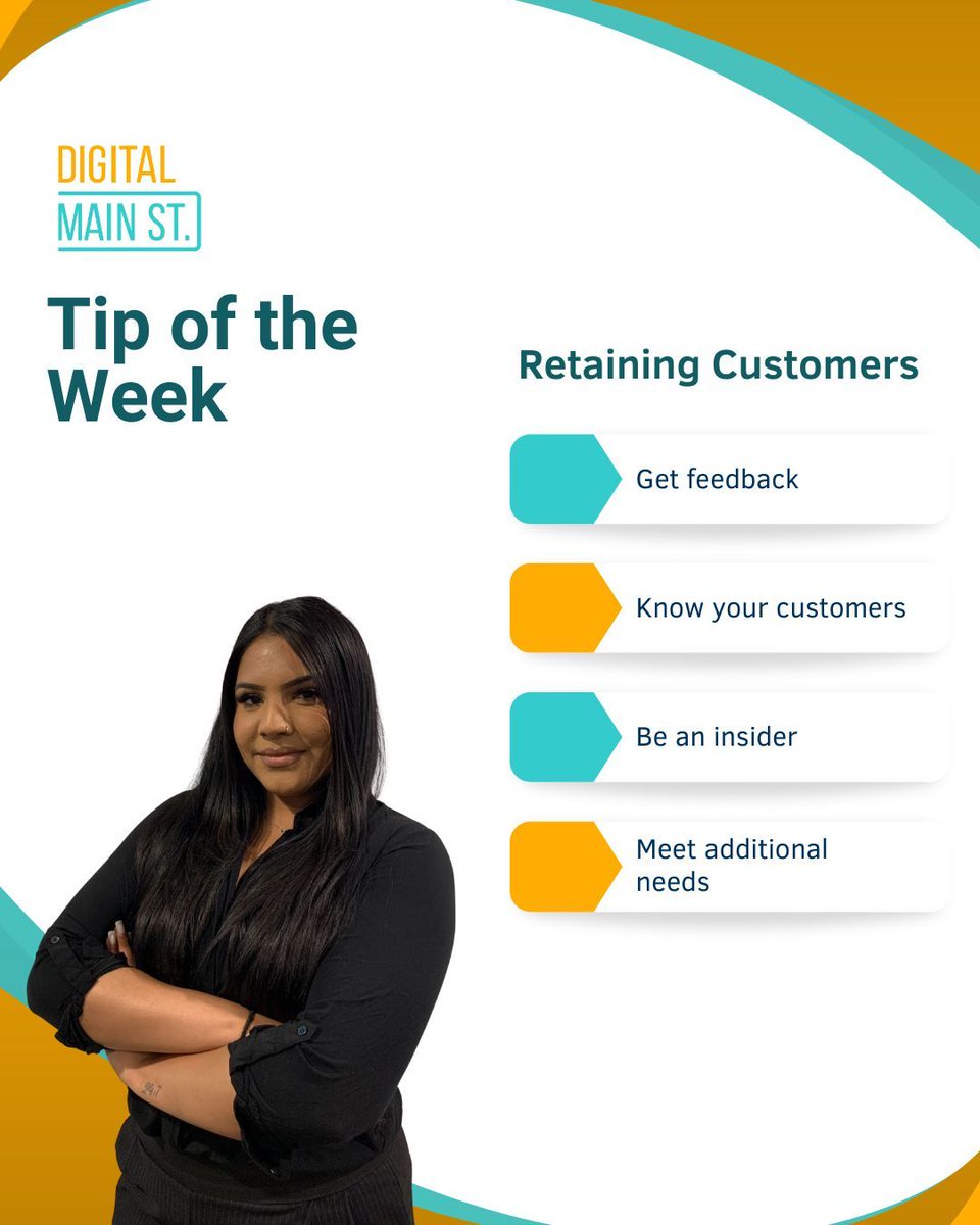 digital_mainst's tweet image. Tip of the Week: Retaining Customers

Customer retention is essential for your small business to maximize customer value, reduce advertising costs, know your customers are satisfied, and have them become brand advocates.  

#DigitalMainStreet #DigitalMarketing