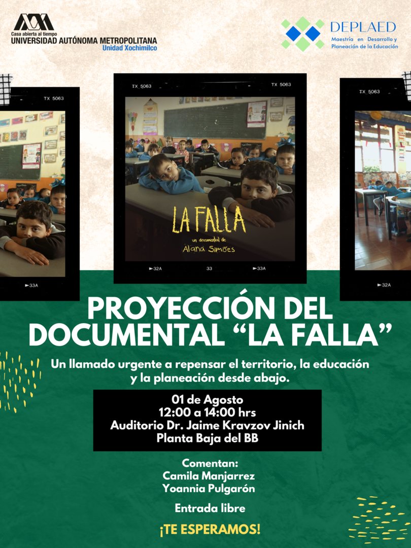 lauammx's tweet image. El documental La Falla pone rostro al trabajo precario y da voz a quienes están viviendo la transformación del empleo en carne propia. Una mirada profunda, urgente y humana.

🗓 AGOSTO 1RO.
12:00 a 14:00 HORAS
📍 Auditorio Dr. Jaime Kravzov Jinich
📩 Informes:…