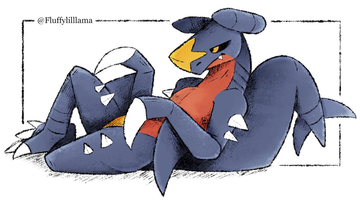 fluffylilllama's tweet image. Garchomp doodle