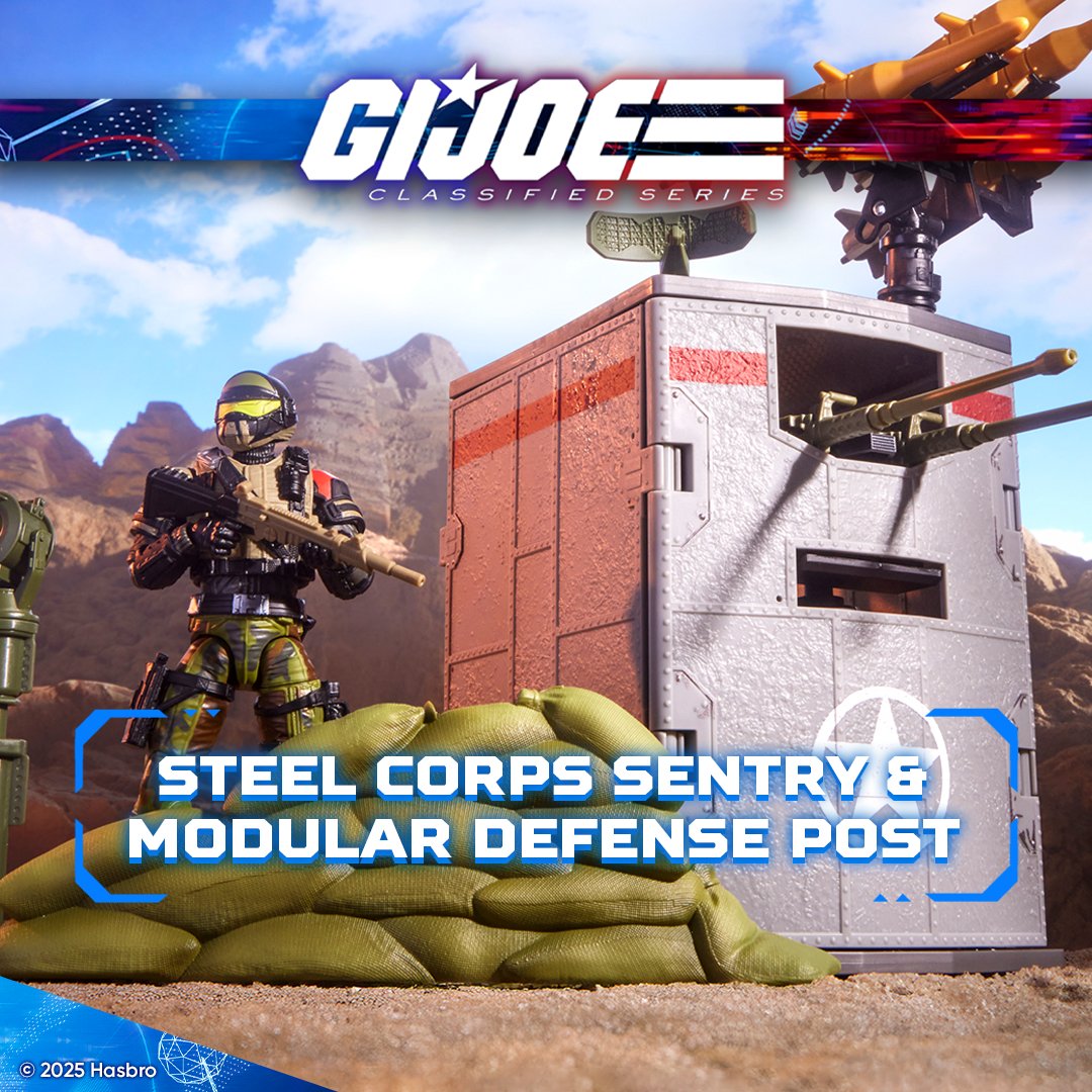 HasbroPulse's tweet image. The battlefield evolves.
#SteelCorps Sentry & Modular Defense Post brings playsets to the #GIJJoe #ClassifiedSeries. Customizable, troop-ready, and packed with gear.
Pre-order July 29, only on #HasbroPulse!