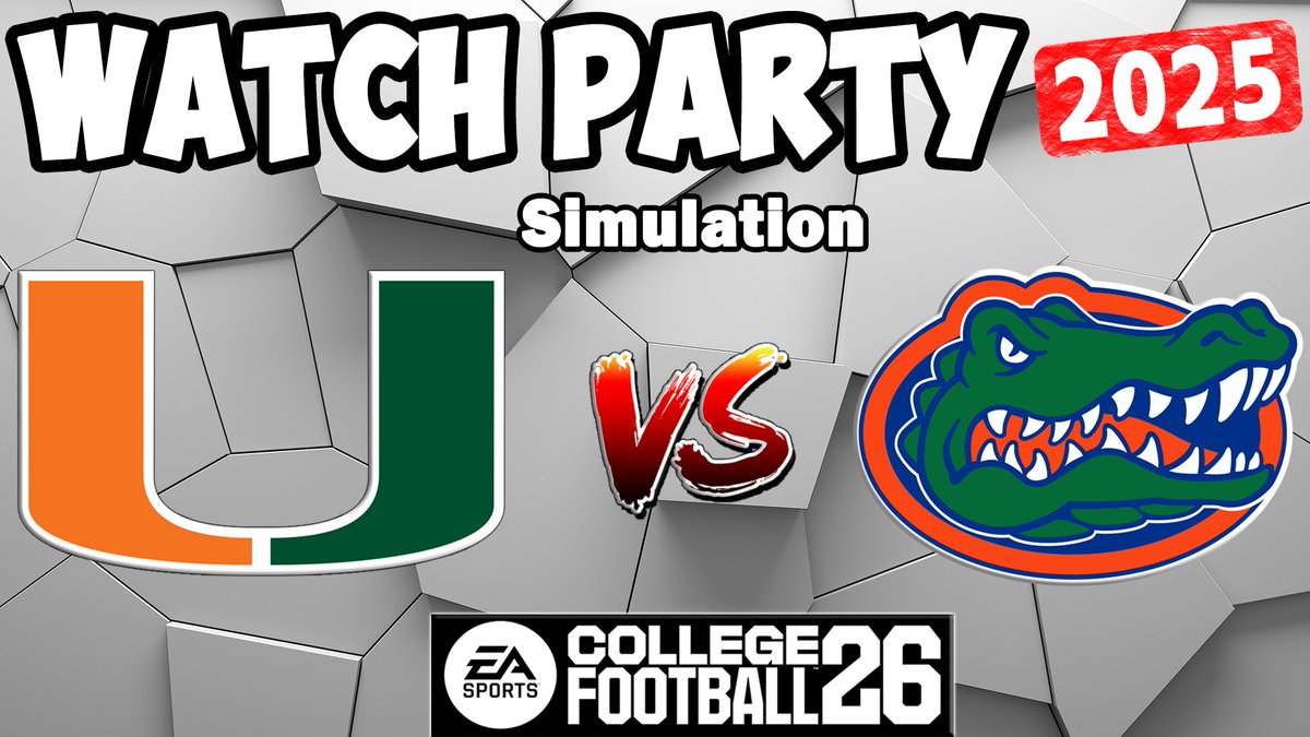🚨BIG GAME TONIGHT🚨

Miami Hurricanes vs Florida Gators simulated game is TONIGHT at 9:00PM ET!! This is the one you've been waiting for. Two virtual QB's face off... Carson Beck vs DJ Lagway. Who you taking??

youtube.com/watch?v=hcLn8z…

#CFB26 #GoCanes