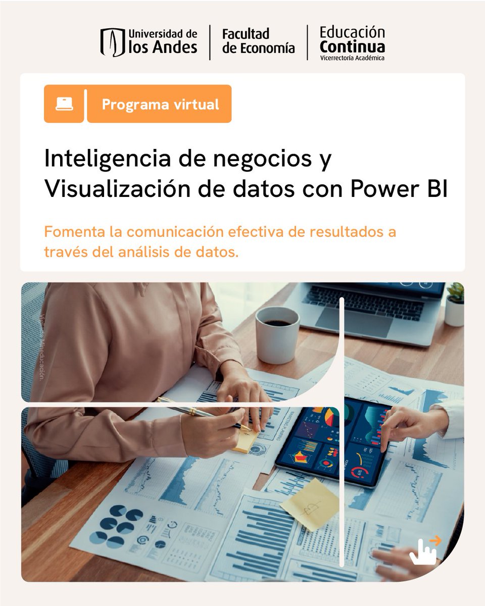 EconomiaUAndes's tweet image. 📊💡 ¡Convierte tus #datos en decisiones estratégicas! El programa Inteligencia de negocios y #visualización de datos con #PowerBI te brinda las herramientas para destacar en el análisis y la presentación de información clave. 👉 Conoce el programa completo:…