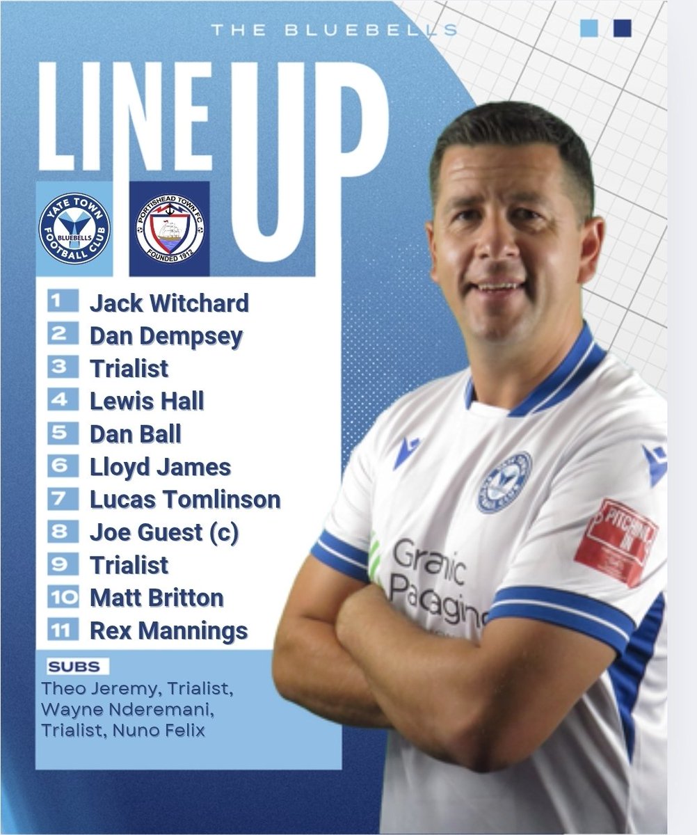 YateTownFC's tweet image. How we line up for this evening's friendly against Portishead Town 🔢