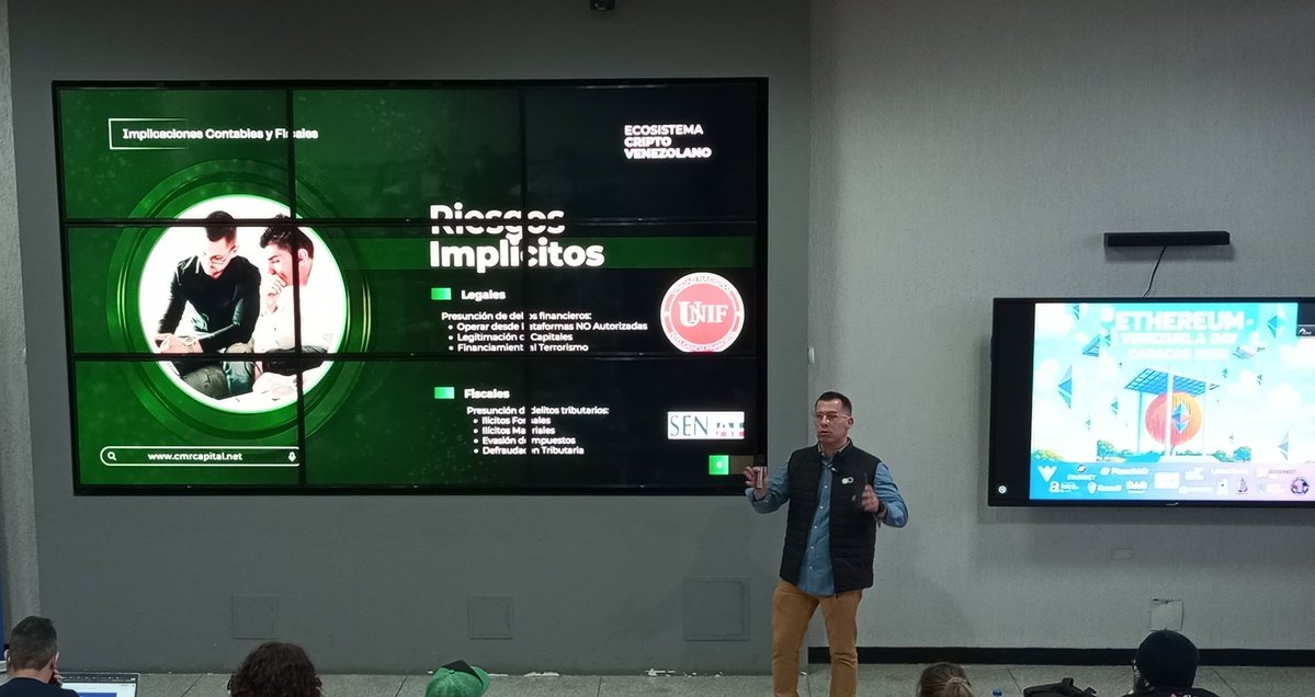 pipiripaos's tweet image. Hablando de las implicaciones contables y fiscales para el ecosistema, hoy de la mano de @2_cmr con Jan Domínguez en el Venezuela Ethereum Day. @ETHVenezuela