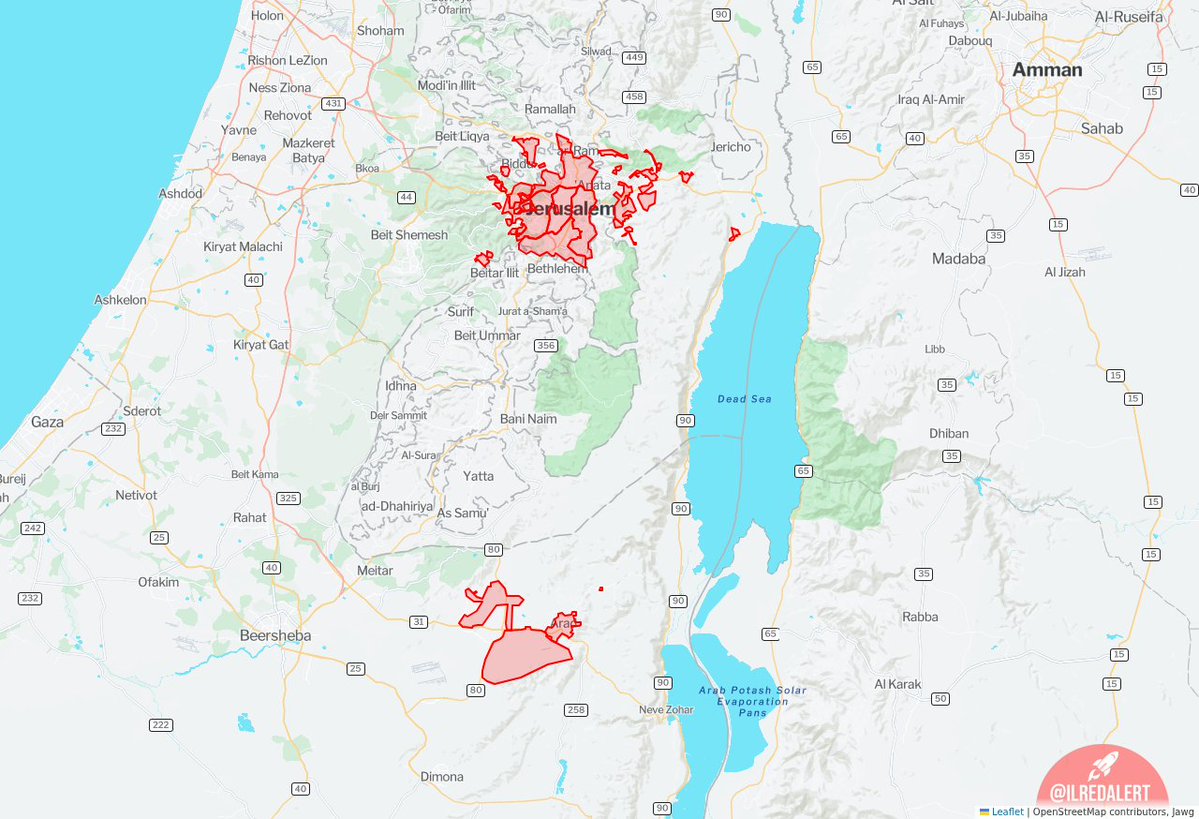 ILRedAlert's tweet image. 🔴 NEW: The Israeli Defense Forces detected missile launches targeting multiple areas in Israel. The Home Front Command urges residents in those locations to stay near shelters and go inside immediately when alerts sound. [21:36:29]:

• Judea — Abu-Nuwar, Mishor Edomim…