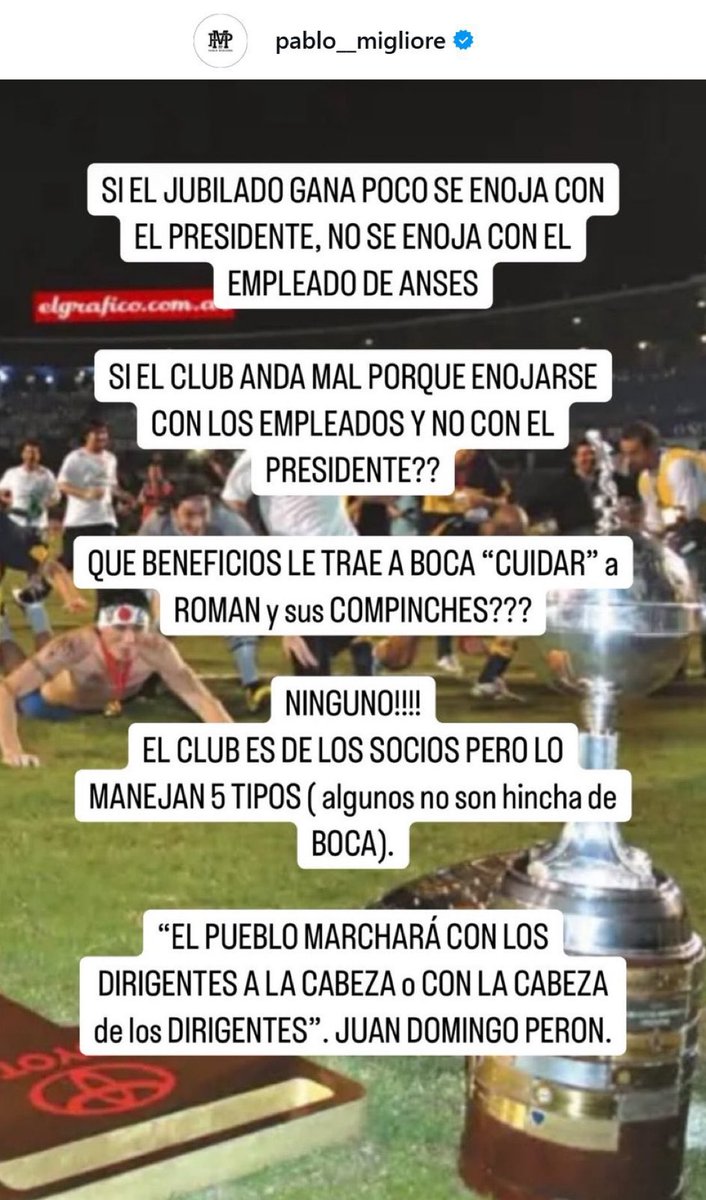 Labocatw's tweet image. URGENTE: DURÍSIMO
PABLO #MIGLIORE DURÍSIMA EN CONTRA DE RIQUELME Y SU CÚPULA DIRIGENCIAL
“EL PUEBLO MARCHARÁ CON LOS DIRIGENTES A LA CABEZA O CON LA CABEZA DE LOS DIRIGENTES”