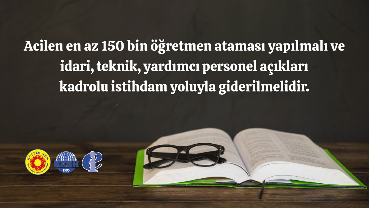egitimsen's tweet image. ✔️Acilen en az 150 bin öğretmen ataması yapılmalı ve idari, teknik, yardımcı personel açıkları kadrolu istihdam yoluyla giderilmelidir.
#ArtıkYeterGeçinemiyoruz