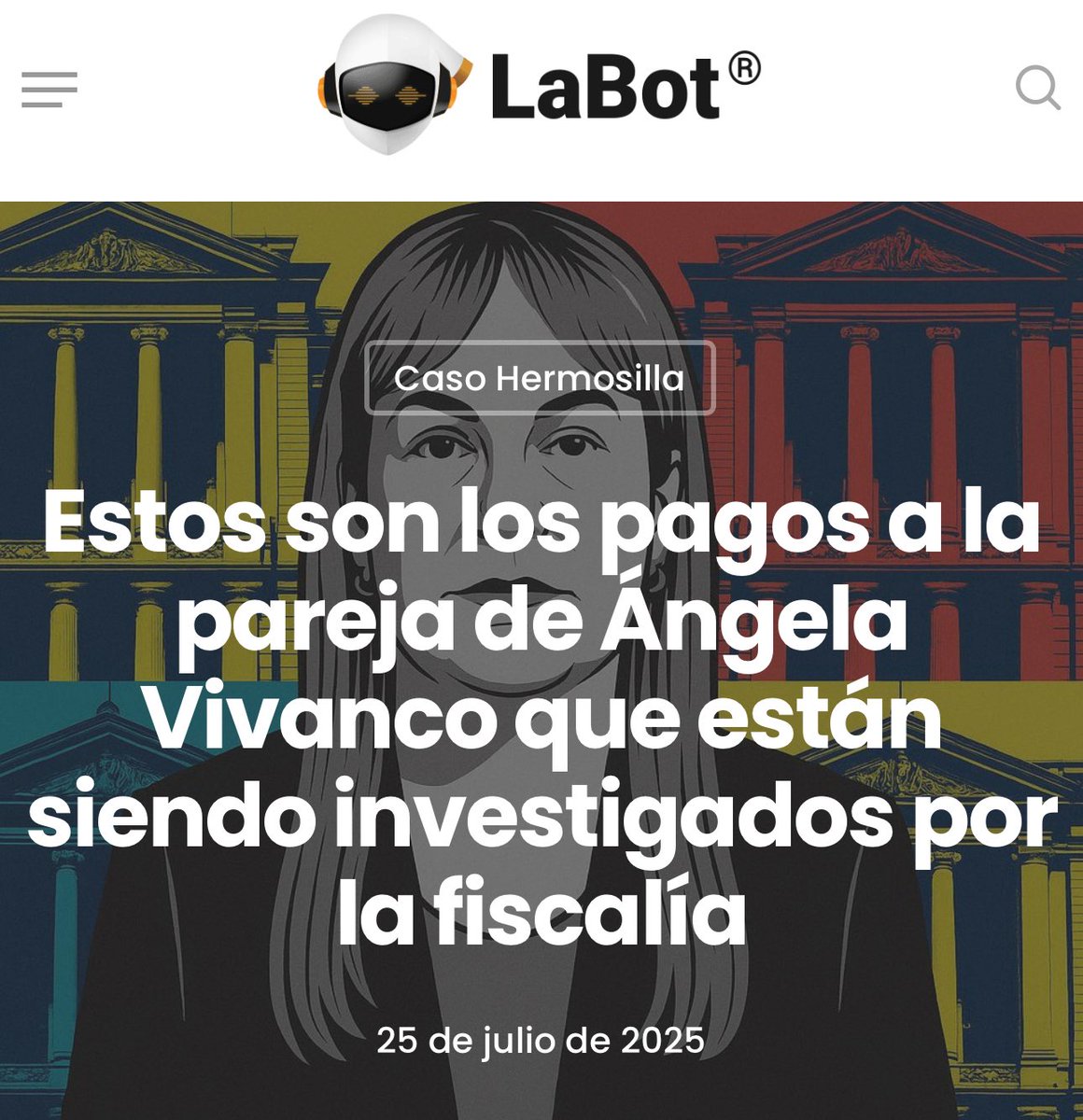 Hoy se confirma lo que denunciamos desde el primer día. La Fiscalía investiga pagos millonarios al esposo de la exministra Ángela Vivanco, realizados por los mismos abogados que ganaron fallos con su voto en la Corte Suprema. No nos equivocamos: sabíamos que esto no era solo un