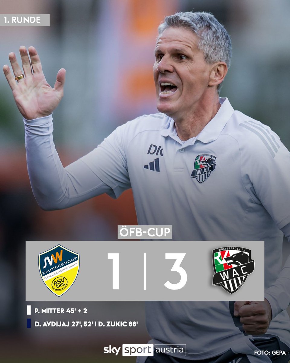 SkySportAustria's tweet image. Titelverteidiger @WolfsbergerAC und Aufsteiger @svried1912 meistern die Auftakthürde im ÖFB-Cup! ⚽
Alle Infos 👉 skysportaustria.at/ried-und-wac-m…
#SkySport #ÖFBCup #Ried #WAC #SkyBuliAT #Fussball