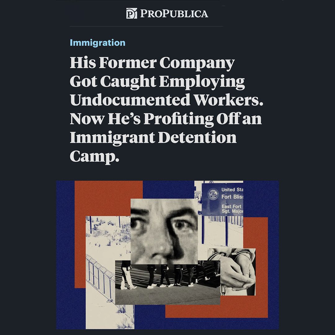 RisaNikiOz's tweet image. “The idea that you could use illegal labor and then sell services to ICE, the irony is thick” #exploitation #ICE 
🖊️Article: propublica.org/article/nathan…