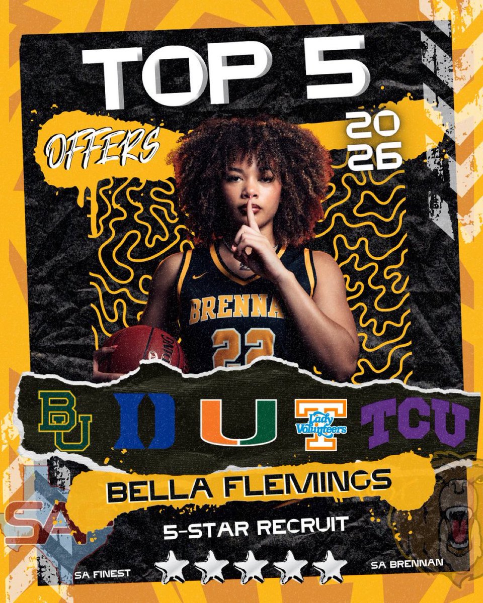 TriStar_Network's tweet image. 🚨5-Star Combo Guard Bella Flemings is down to just five schools‼️
🩵🧡
